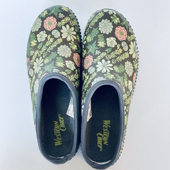 Western Chief Women Garden Clogs Rain Shoes 8 Floral Flower Forest Succulents - Picture 4 of 8